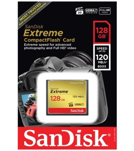 Карта памяти SanDisk Extreme CF 128Gb 120Mb/s, 85MB/s UDMA7 (SDCFXSB-128G-G46)- фото2
