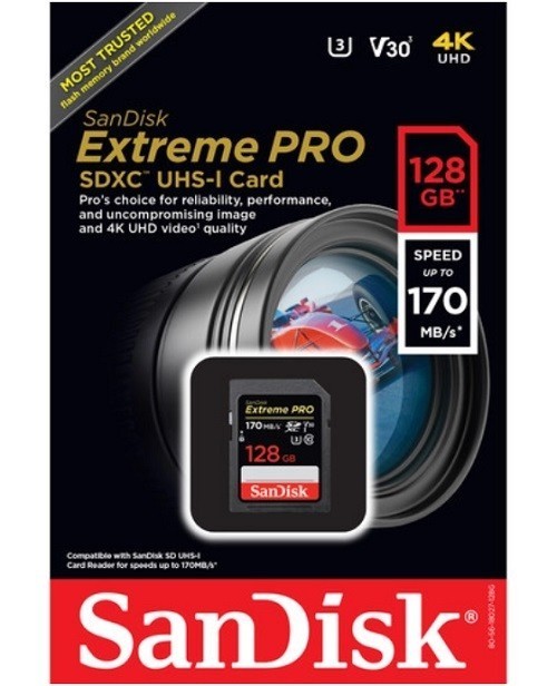 Карта памяти SanDisk Extreme Pro SDXC 128Gb 170MB/s V30 Class 10 (SDSDXXY-128G-GN4IN) - фото3