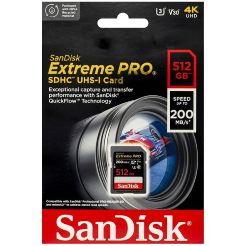 Карта памяти SanDisk Extreme Pro SDXC 512Gb 200MB/s UHS-I (SDSDXXD-512G-GN4IN) - фото2