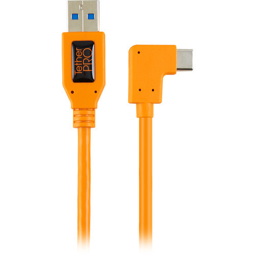 Кабель Tether Tools TetherPro USB-C 3.0 to USB-C Right Angle 50cm, Orange - фото