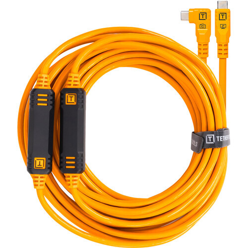 Кабель Tether Tools TetherPro USB-C to USB-C Right Angle 9.4m, Orange - фото2