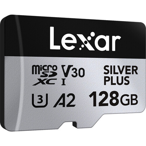 Карта памяти Lexar 128GB High-Performance Silver Plus microSDXC + SD-адаптер - фото3