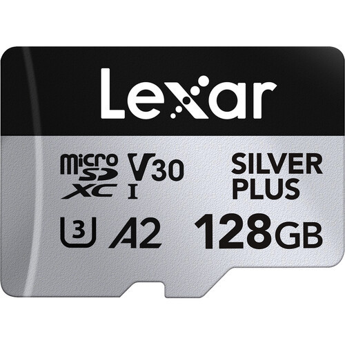 Карта памяти Lexar 128GB High-Performance Silver Plus microSDXC + SD-адаптер - фото2