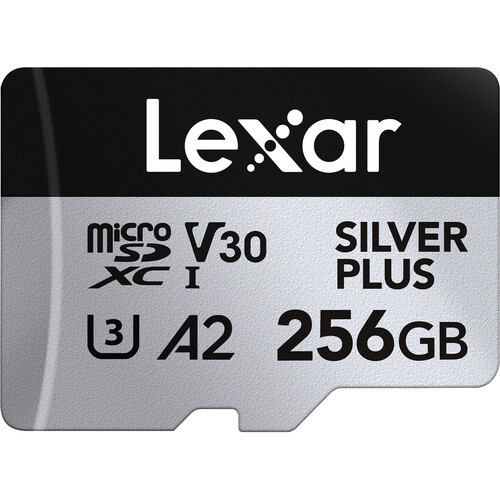 Карта памяти Lexar 256GB High-Performance Silver Plus microSDXC + SD-адаптер - фото2