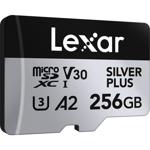 Карта памяти Lexar 256GB High-Performance Silver Plus microSDXC + SD-адаптер - фото3