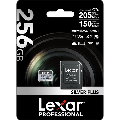 Карта памяти Lexar 256GB High-Performance Silver Plus microSDXC + SD-адаптер - фото6