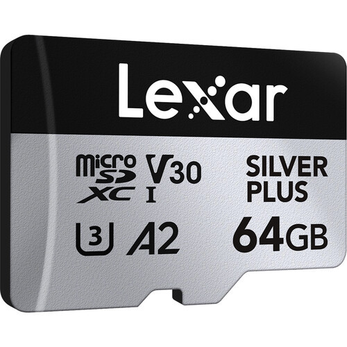Карта памяти Lexar 64GB High-Performance Silver Plus microSDXC + SD-адаптер - фото3