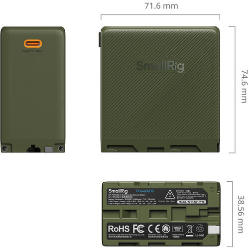 Аккумулятор SmallRig NP-F970 Type-C (Olive Green) - фото4