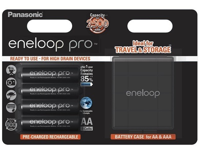 Аккумулятор PANASONIC Eneloop Pro AA 2450 4BP (BK-3HCDEC4BE) с кейсом- фото