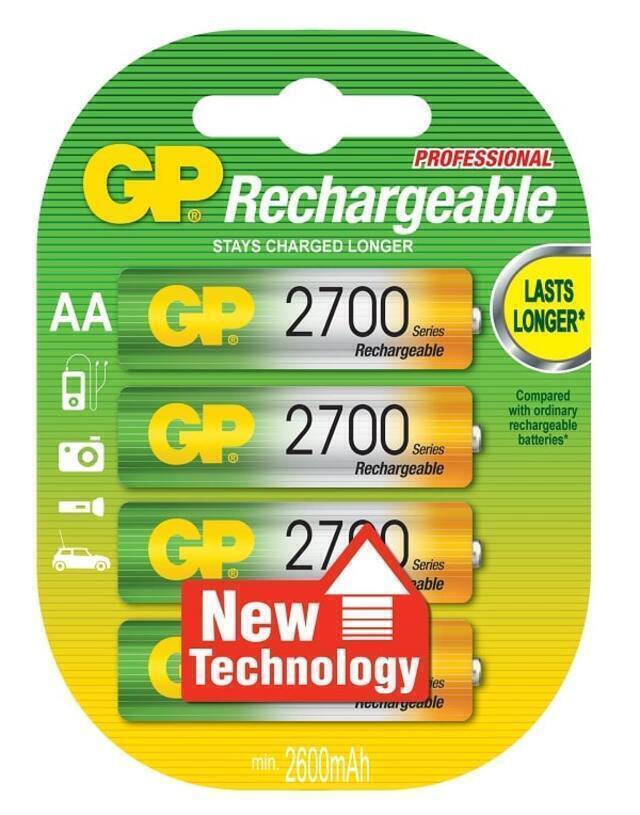 Аккумуляторы GP AA 2600mAh 4шт. (270AAHCBB8-2PLC4) - фото