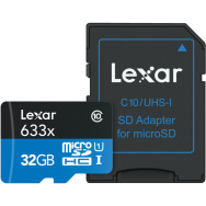 Карта памяти Lexar 32GB microSDHC UHS-I c SD адаптером- фото