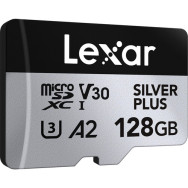 Карта памяти Lexar 128GB High-Performance Silver Plus microSDXC + SD-адаптер- фото3
