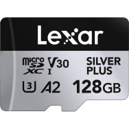Карта памяти Lexar 128GB High-Performance Silver Plus microSDXC + SD-адаптер- фото2