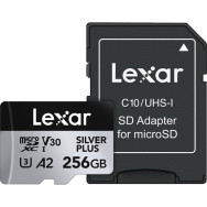 Карта памяти Lexar 256GB High-Performance Silver Plus microSDXC + SD-адаптер- фото