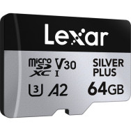 Карта памяти Lexar 64GB High-Performance Silver Plus microSDXC + SD-адаптер- фото3