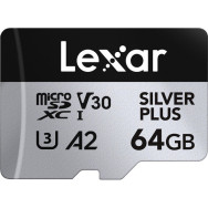 Карта памяти Lexar 64GB High-Performance Silver Plus microSDXC + SD-адаптер- фото2