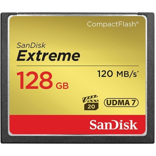 Карта памяти SanDisk Extreme CF 128Gb 120Mb/s, 85MB/s write UDMA7 (SDCFXSB-128G-G46)- фото