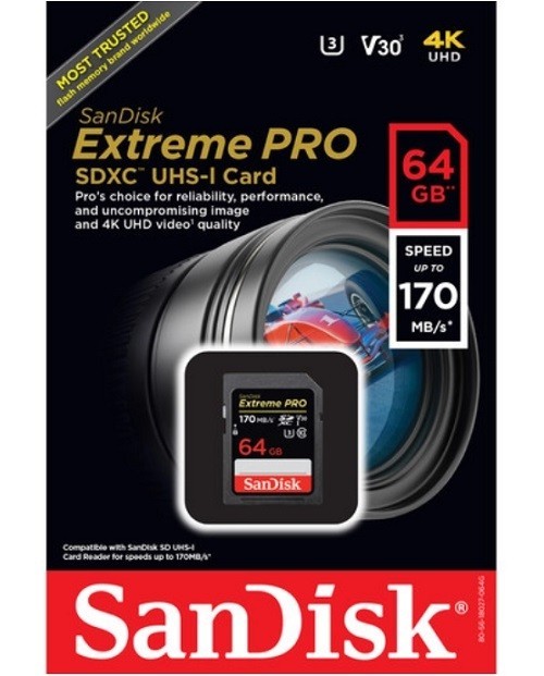 Карта памяти SanDisk Extreme Pro SDXC 64Gb 170MB/s V30 Class 10 (SDSDXXY-064G-GN4IN) - фото4