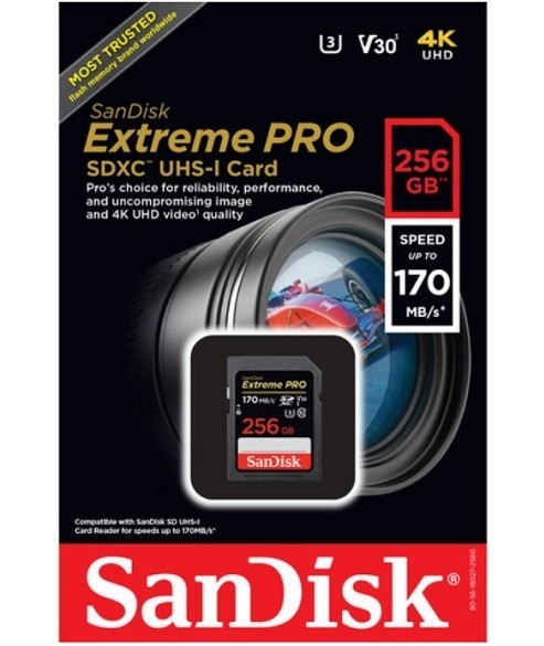 Карта памяти SanDisk Extreme Pro SDXC 256Gb 170MB/s V30 Class 10 (SDSDXXY-256G-GN4IN)- фото3