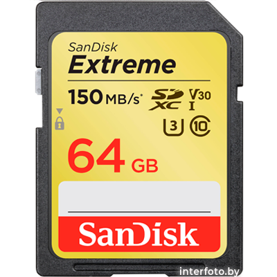 Карта памяти SanDisk Extreme 64Gb 150MB/s V30 Class 10 UHS-I (SDSDXV6-064G-GNCIN) - фото
